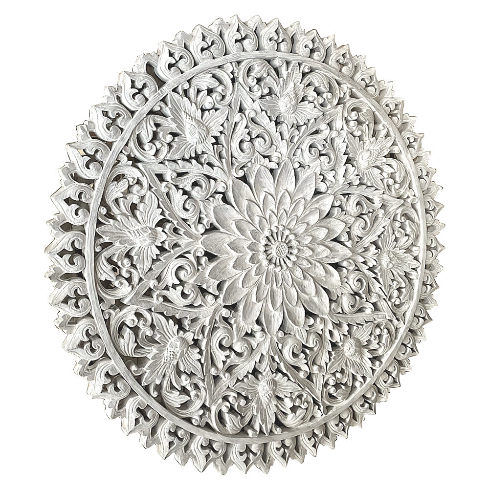 Carved Decorative Mandala "Serupa" - White - 31 Inches