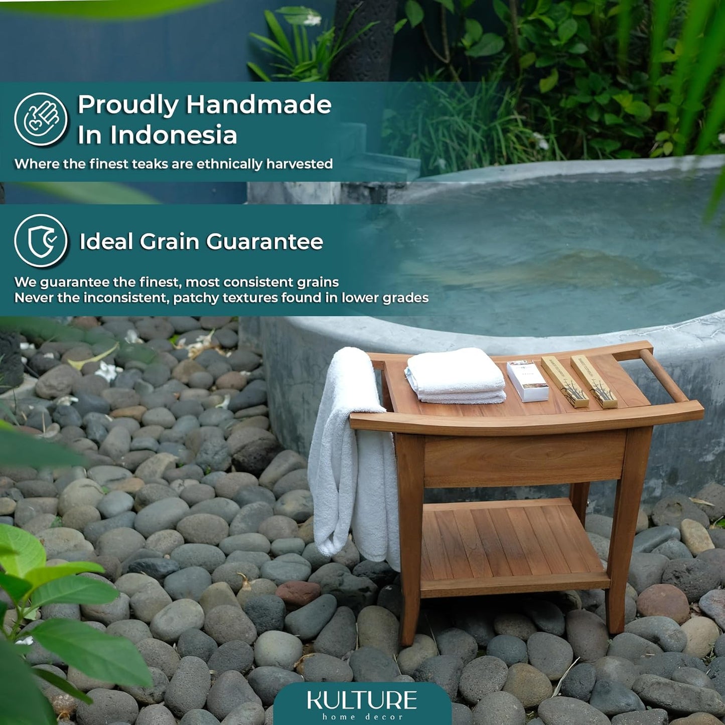 Teak Shower Bench - 24 inch