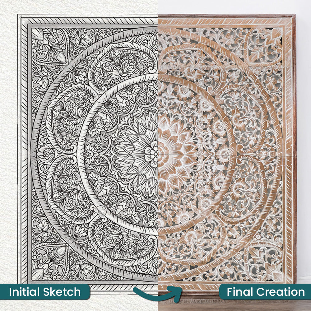 Carved Decorative Panel "Manusa" - Antic Wash - 40 Inches