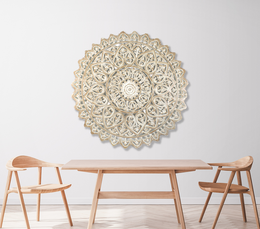 Carved Decorative Mandala "Mahkota"- Antic-wash - 40 Inches