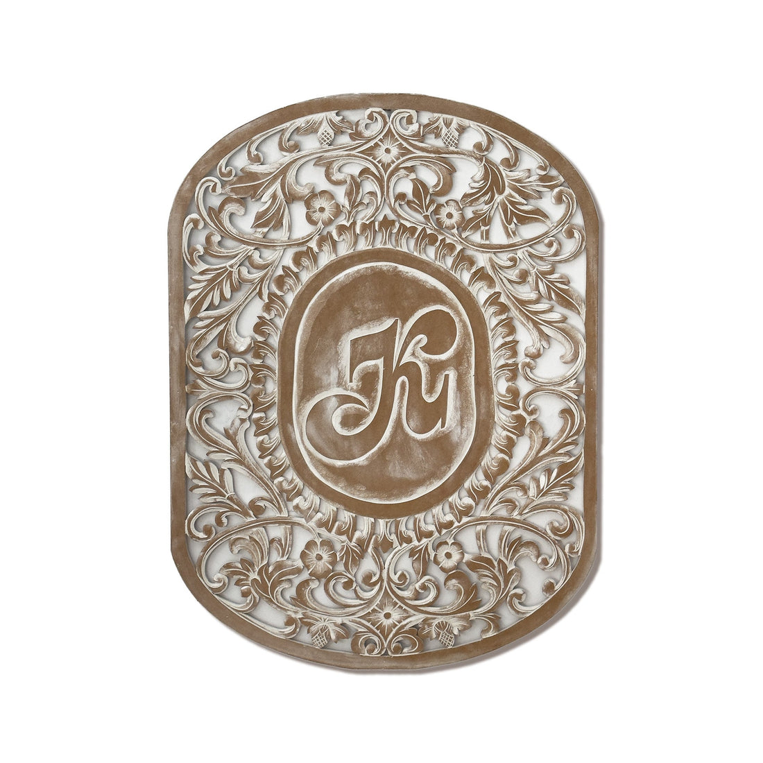 The Monogram Medallion: A "K" Custom Carved for the Home