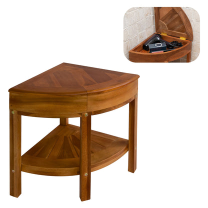 New Teak Shower Corner Bench [with Extra Waterproof Storage] 16 inch