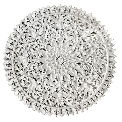 Carved Decorative Mandala "Serupa" - White - 31 Inches