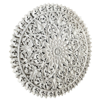Carved Decorative Mandala "Serupa" - White - 31 Inches