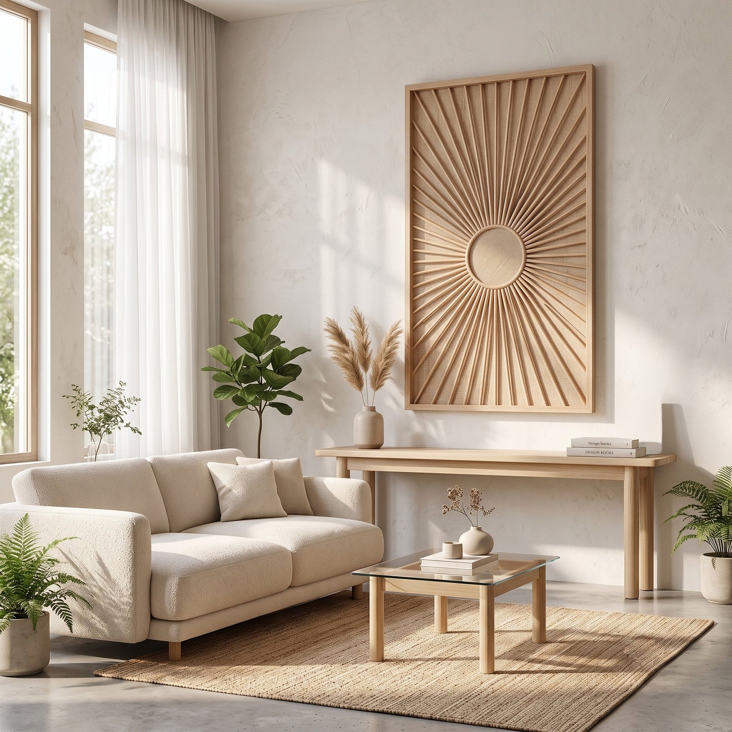 Handwoven Rattan Wall Panel 'Solis' - 39 x 24inch