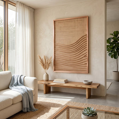 Handwoven Rattan Wall Panel 'Terra' - 39 x 24inch