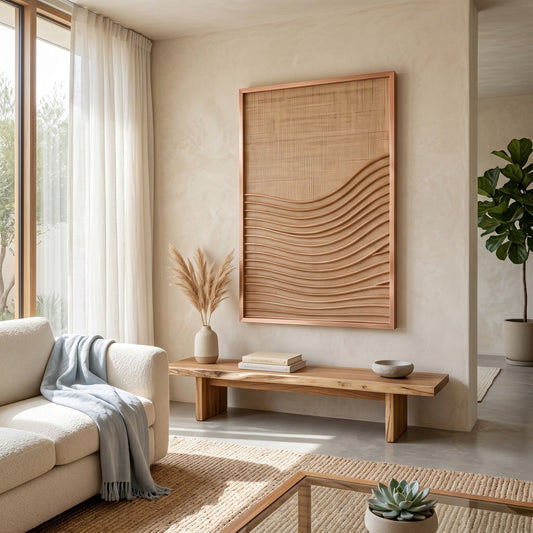 Handwoven Rattan Wall Panel 'Terra' - 39 x 24inch