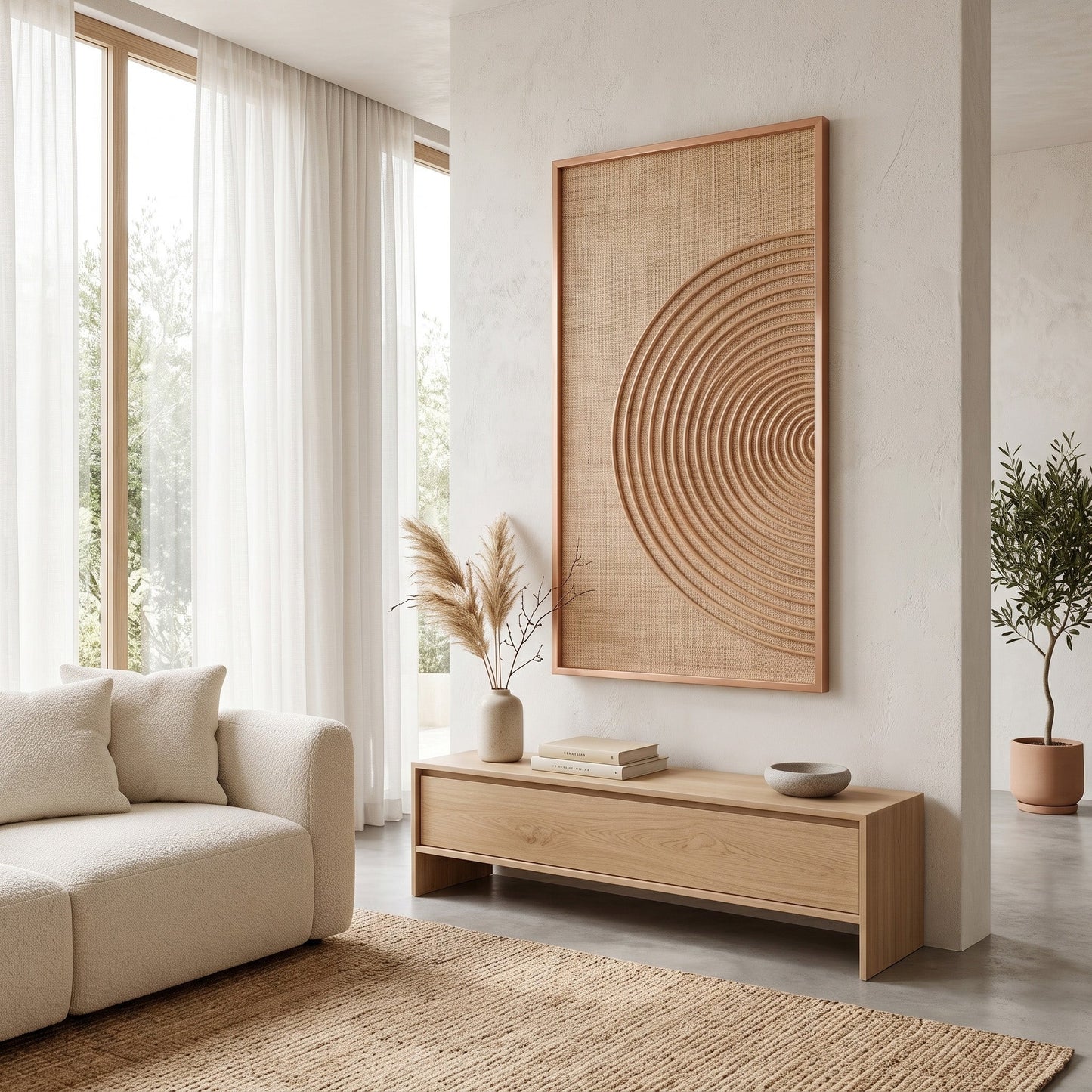 Handwoven Rattan Wall Panel 'Portico' - 39 x 24inch