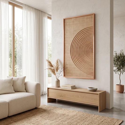 Handwoven Rattan Wall Panel 'Portico' - 39 x 24inch