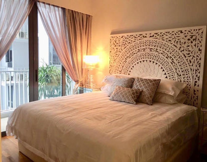 Carved Bed Headboard "Seruni"- White