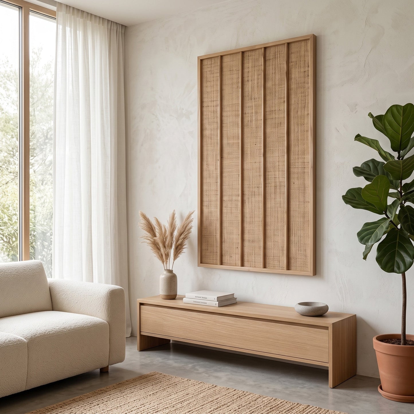 Handwoven Rattan Wall Panel 'Savana' - 39 x 24inch