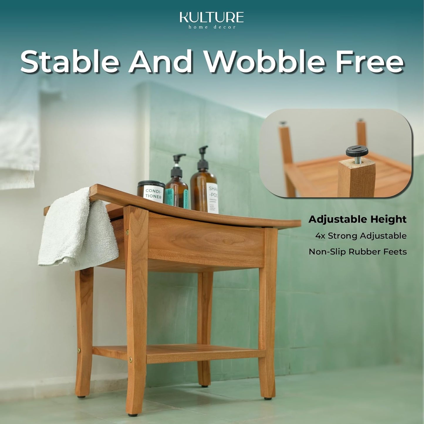 Teak Shower Bench - 24 inch