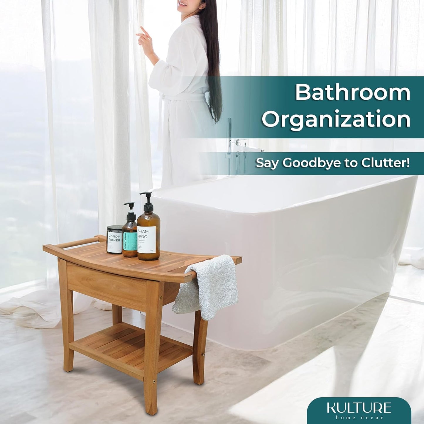 Teak Shower Bench - 24 inch