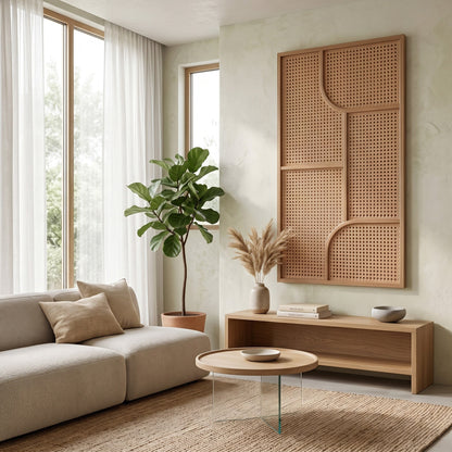 Handwoven Rattan Wall Panel 'Sora' - 39 x 24inch