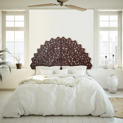 Carved Bed Headboard "Mahkota" - Burgundy Brown