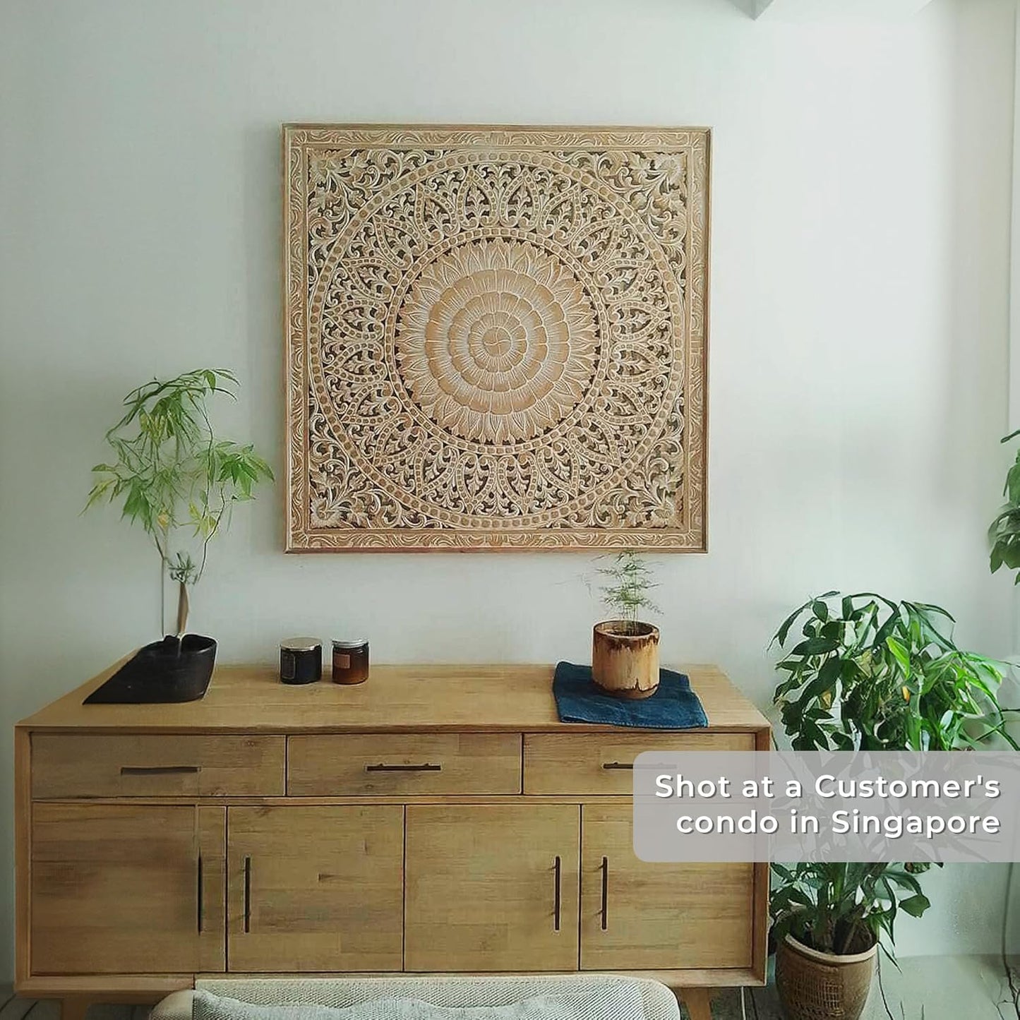 Carved Decorative Panel "Cendana" - Antic Wash - 43 x 43 Inches