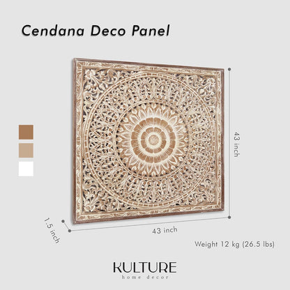 Carved Decorative Panel "Cendana" - Antic Wash - 43 x 43 Inches