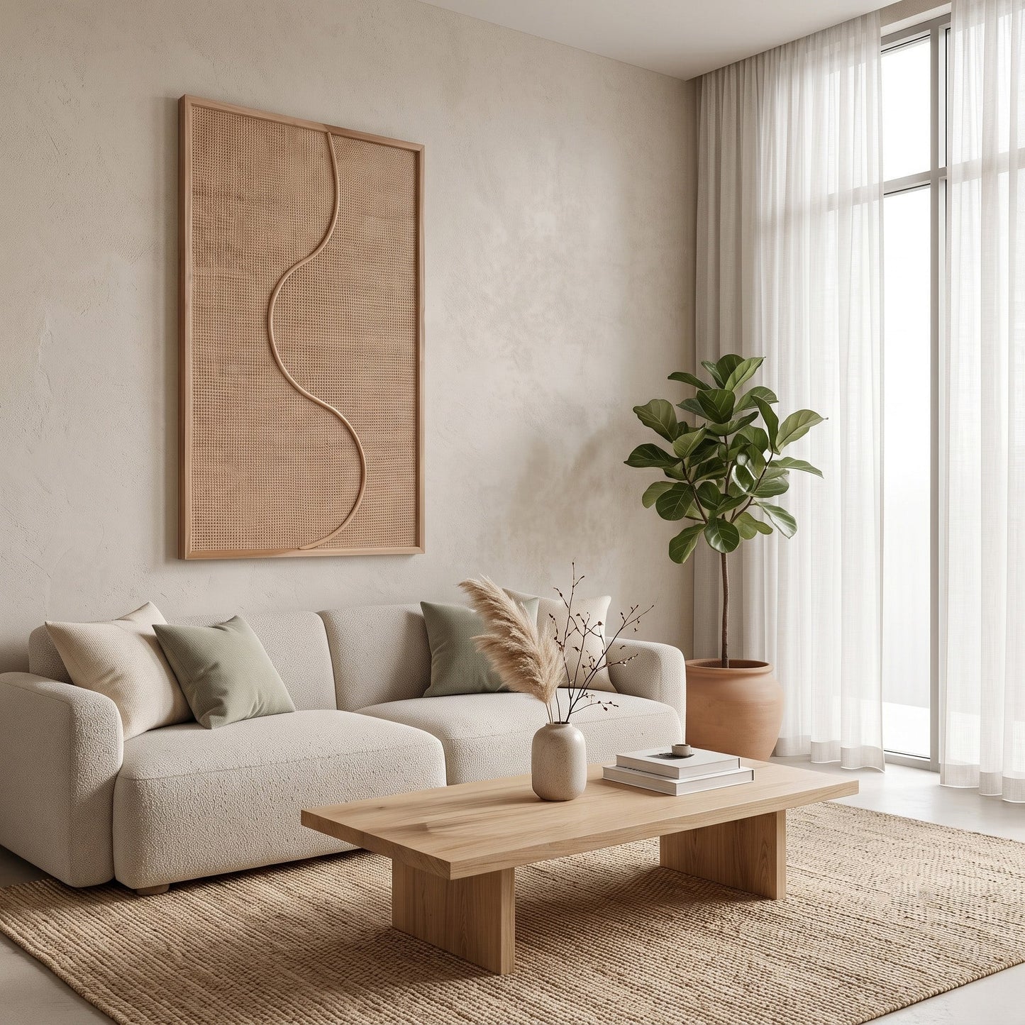 Handwoven Rattan Wall Panel 'Rimba' - 39 x 24inch