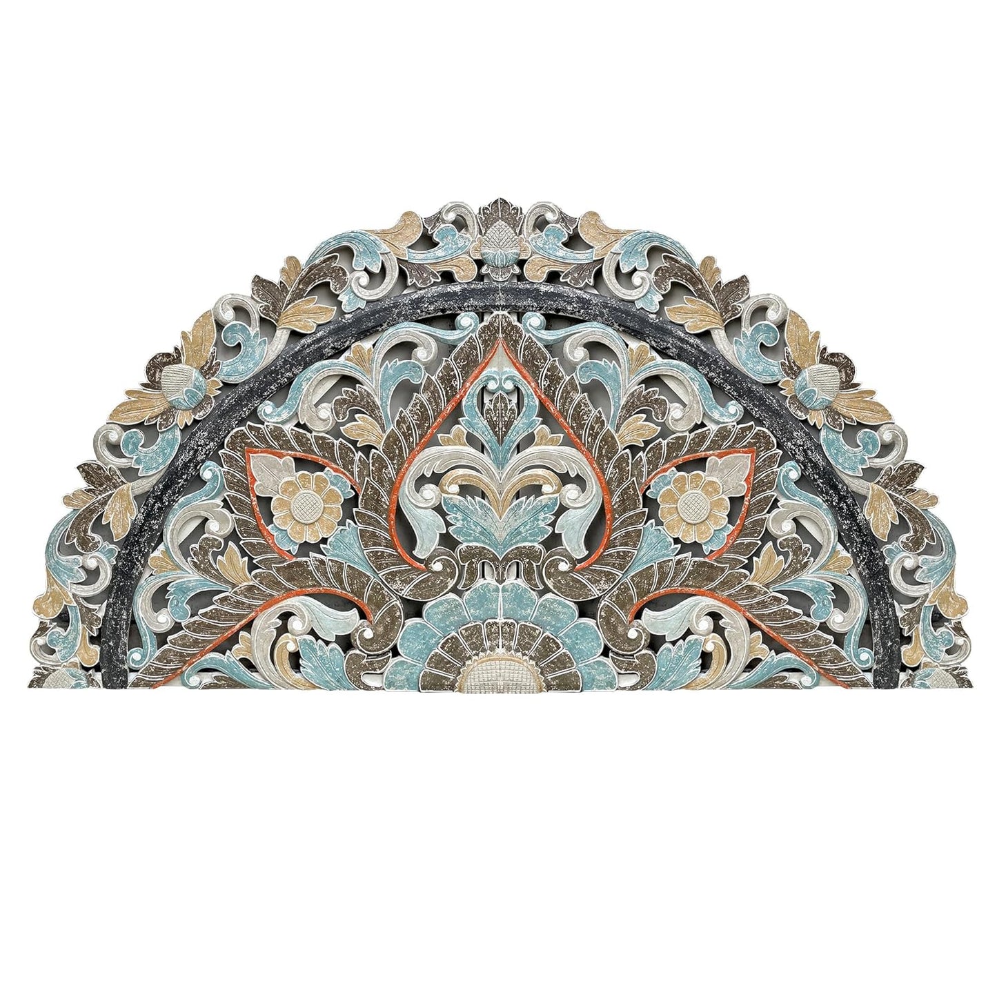 Carved Bed Headboard "Ayunina" - Multicolor Pastel