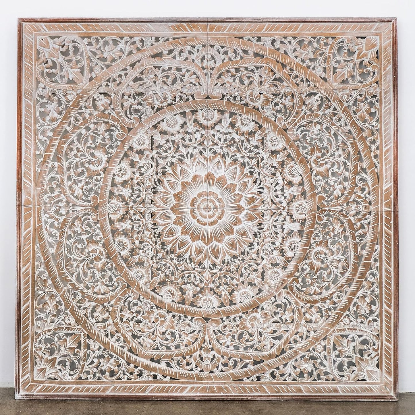 Carved Bed Headboard "Manusa"- Antic Wash