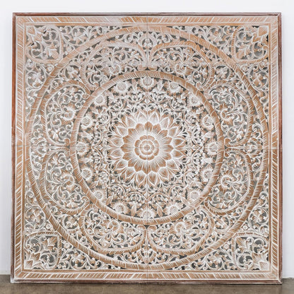 Carved Bed Headboard "Manusa"- Antic Wash