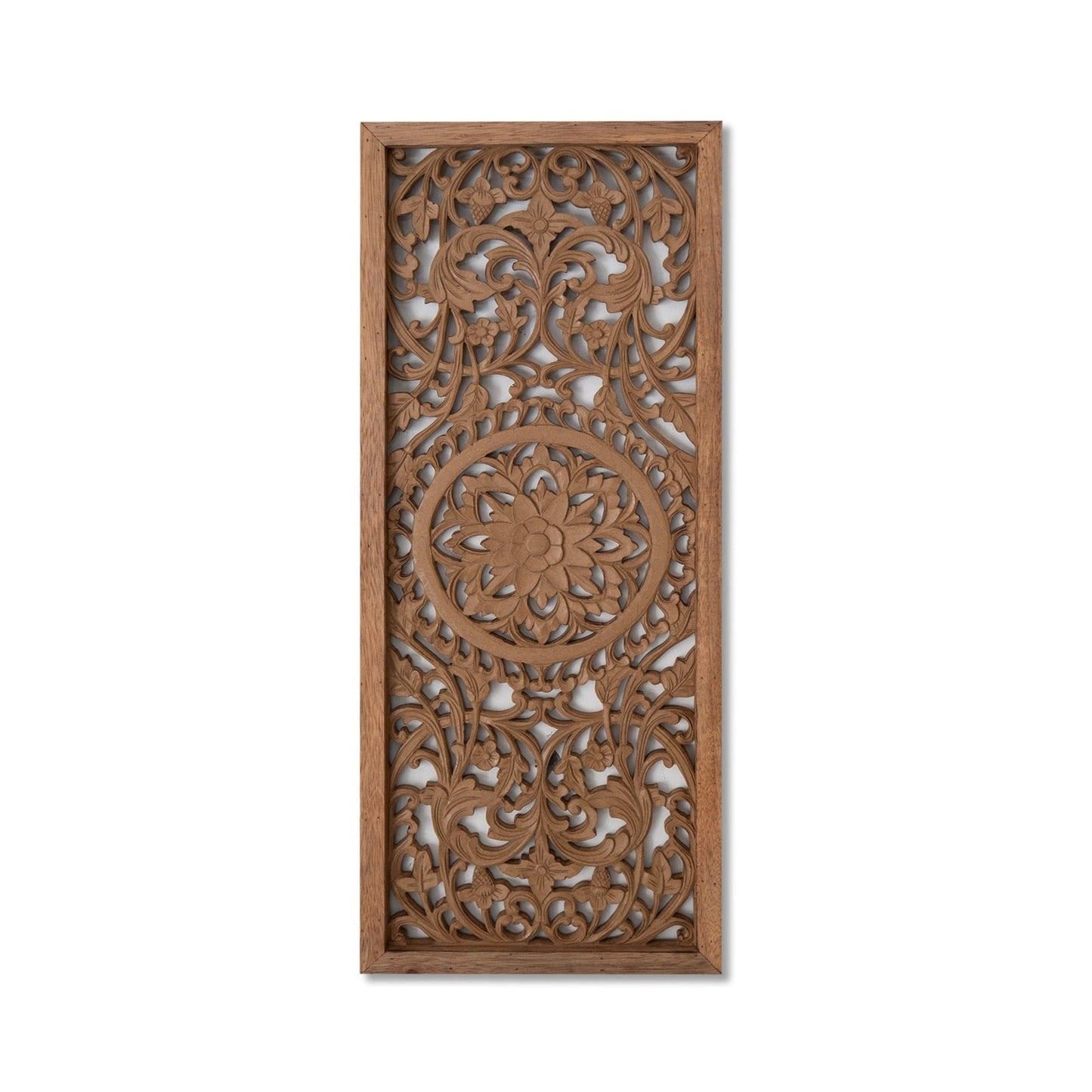 Carved Decorative Panel "Amara" - Natural Brown - 39 x 16 Inches