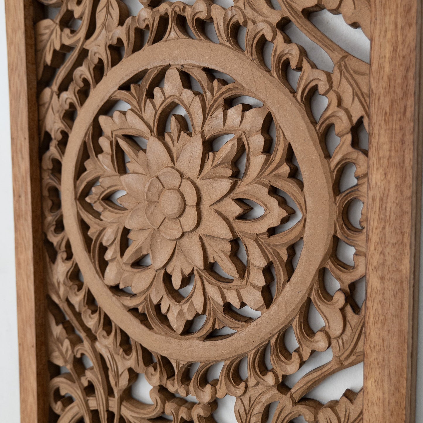 Carved Decorative Panel "Amara" - Natural Brown - 40 x 15 Inches