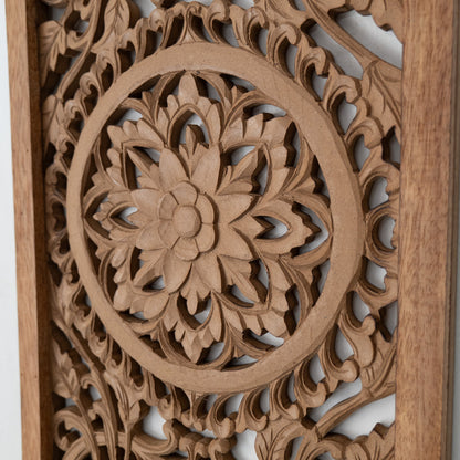 Carved Decorative Panel "Amara" - Natural Brown - 40 x 15 Inches