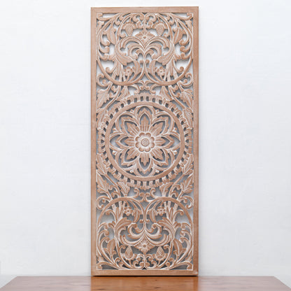 Carved Decorative Panel "Amara"  - Antic Wash - 40 x 15 Inches