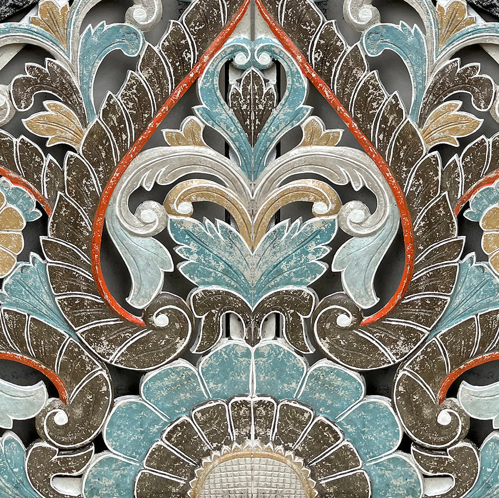 Carved Bed Headboard "Ayunina" - Multicolor Pastel