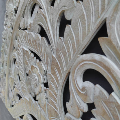 Carved Bed Headboard "Ayunina" - Antic Wash