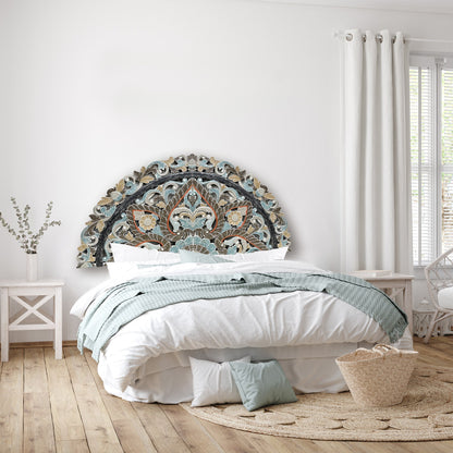 Carved Bed Headboard "Ayunina" - Multicolor Pastel