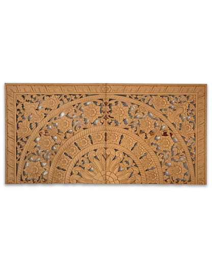 Carved Half Bed Headboard "Dianna" - Natural Brown