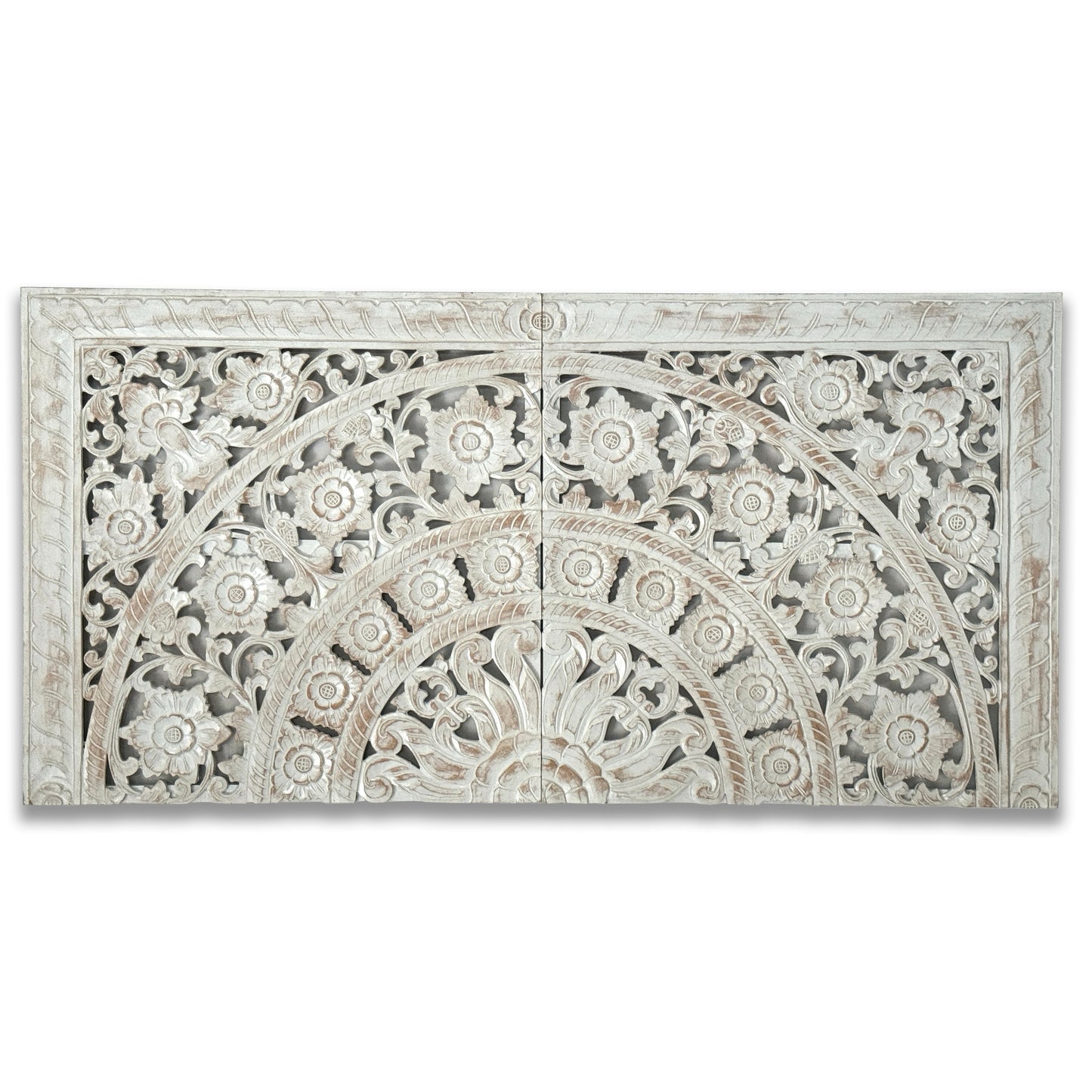 Carved Half Bed Headboard "Dianna" White Wash