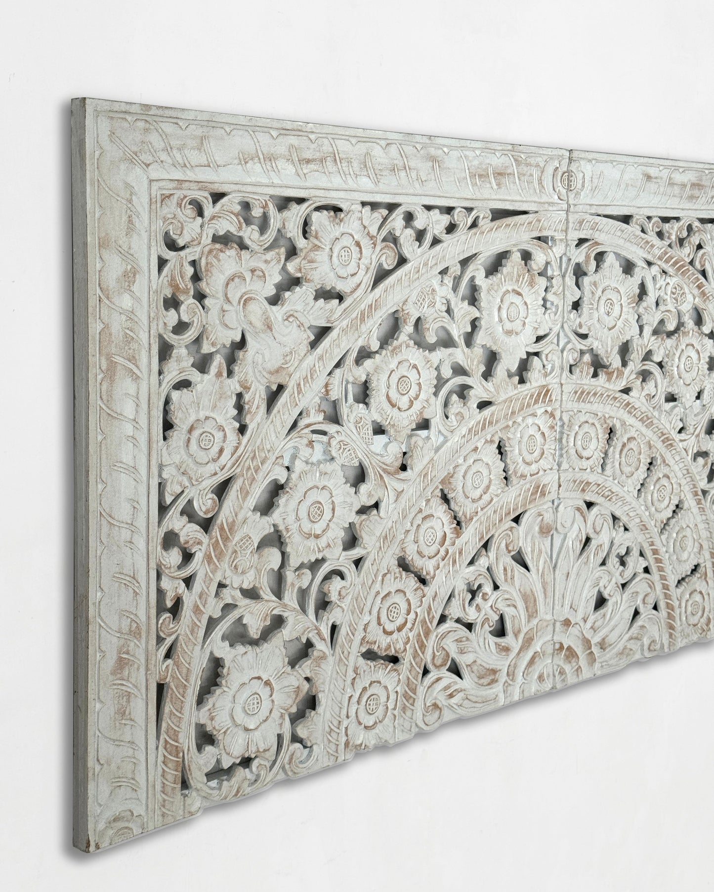 Carved Half Bed Headboard "Dianna" White Wash