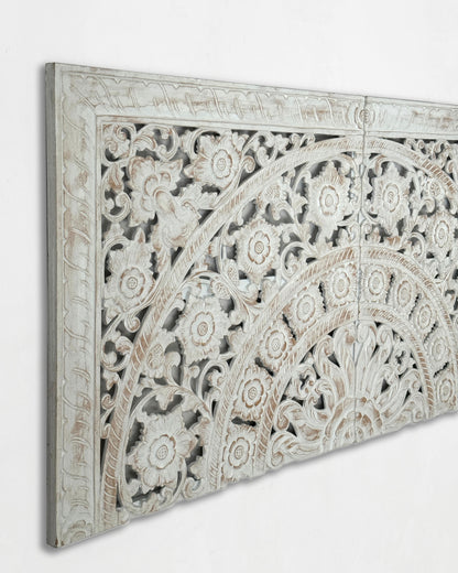 Carved Half Bed Headboard "Dianna" White Wash