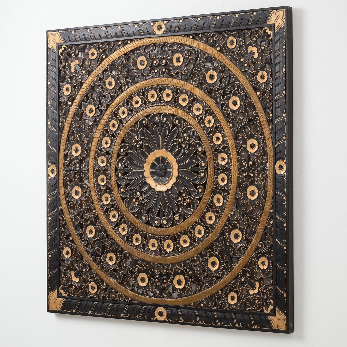 Carved Full Bed Headboard "Dianna" - Black