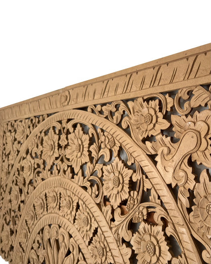 Carved Half Bed Headboard "Dianna" - Natural Brown