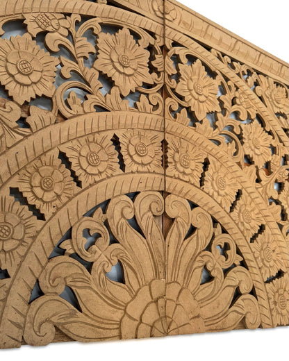 Carved Half Bed Headboard "Dianna" - Natural Brown