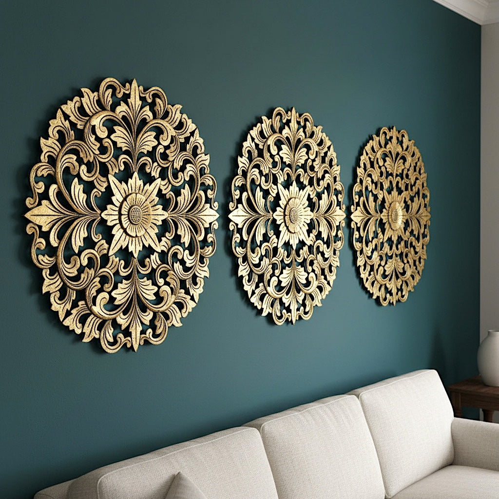 Carved Decorative Panel "Emas" - 23 Inches