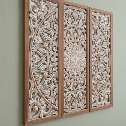 Carved Decorative Panel "Galungan" - Antic Wash - 39 x 39 Inches