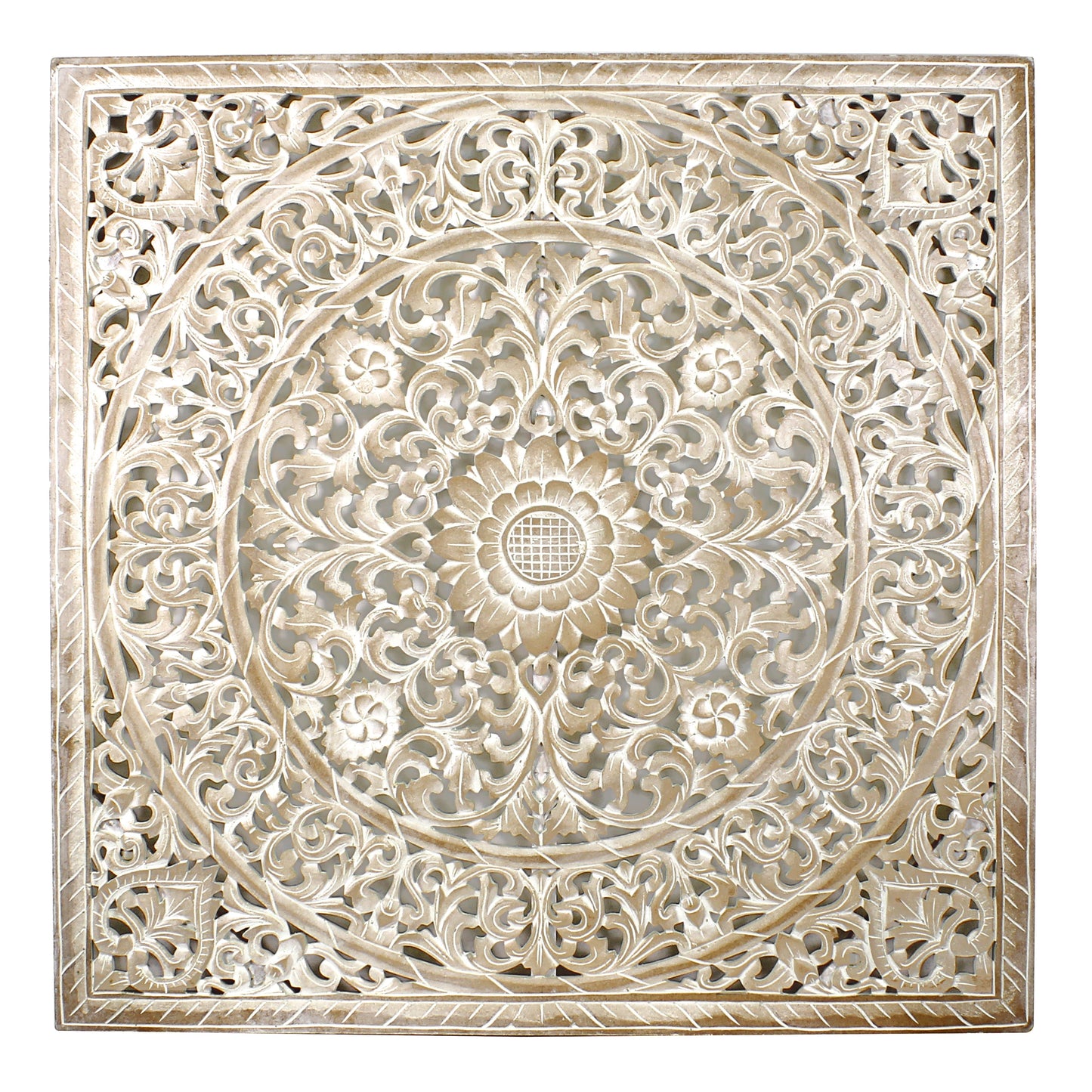 Carved Decorative Panel "Melati" - Antic Wash - 40 Inches