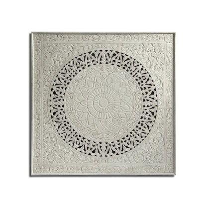 Carved Decorative Panel "Hati" - White Wash - 40 Inches