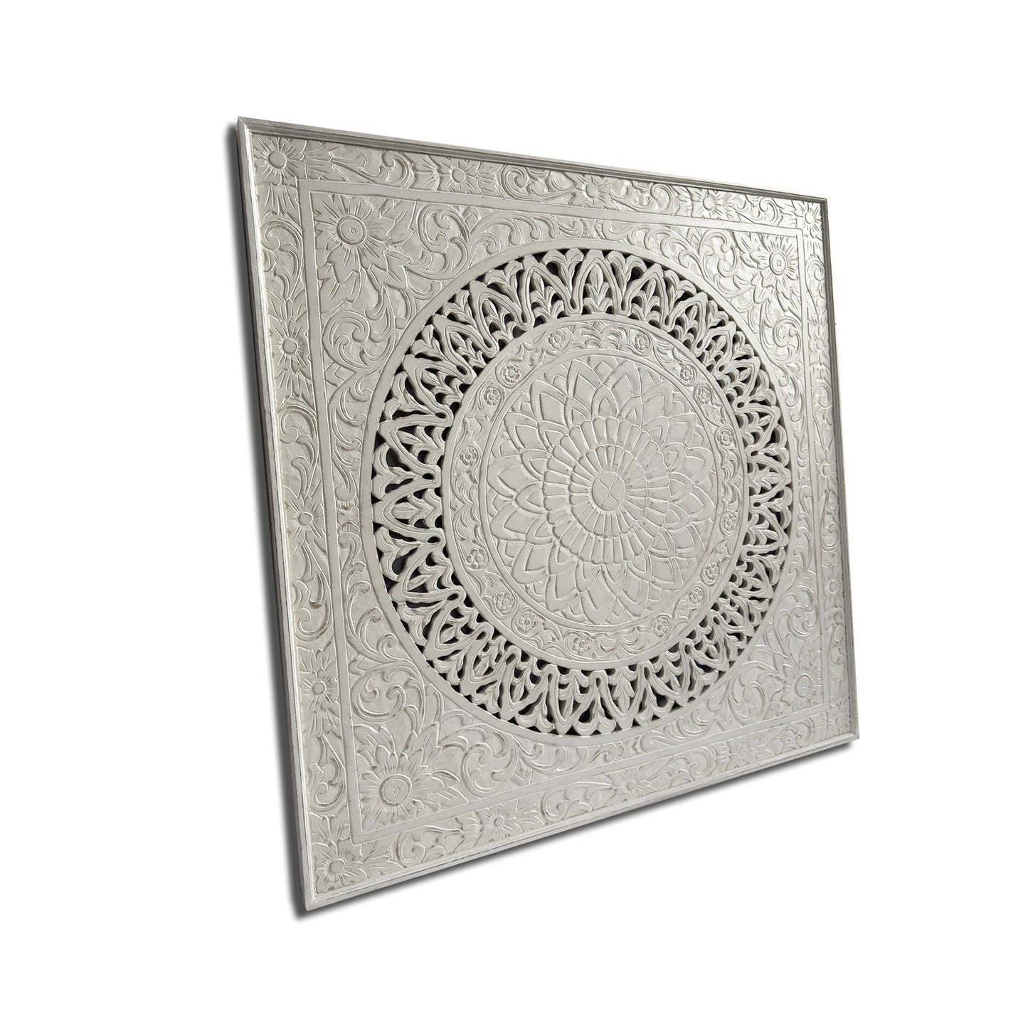 Carved Decorative Panel "Hati" - White Wash - 40 Inches