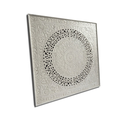 Carved Decorative Panel "Hati" - White Wash - 40 Inches