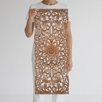 Carved Decorative Panel "Hebras" - Natural Brown - 40 Inches