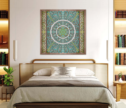 Carved Decorative Panel "Emerald" - 39 x 39 Inches - Multicolor Green