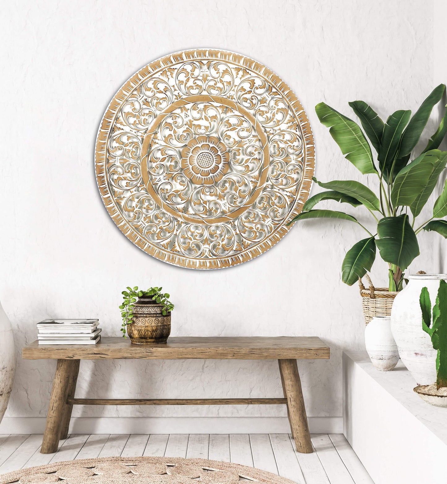 Carved Decorative Mandala "Mawar" - 31 Inches