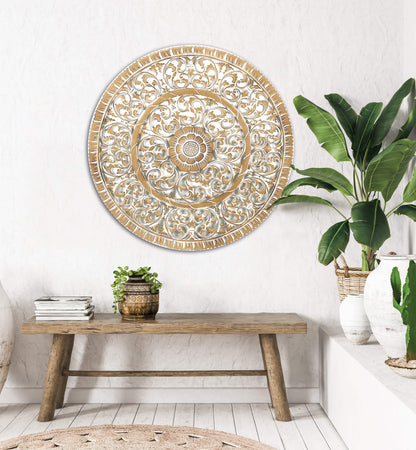 Carved Decorative Mandala "Mawar" - 31 Inches