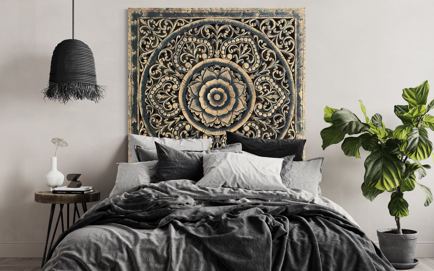 Carved Full Bed Headboard "Kasmaran"